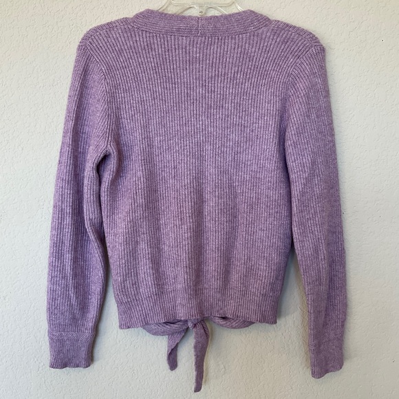 Anthropologie MOTH NWOT Freeport Tie Front Sweater Lavender Purple V Neck XS - Picture 6 of 16